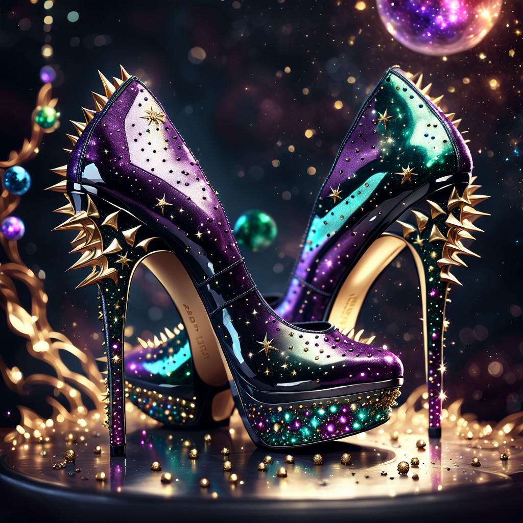 Glamorous Gothic High Heels in Cosmic Colors