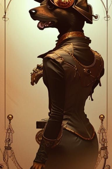 Victorian Steampunk Dog Portrait in 8k Resolution