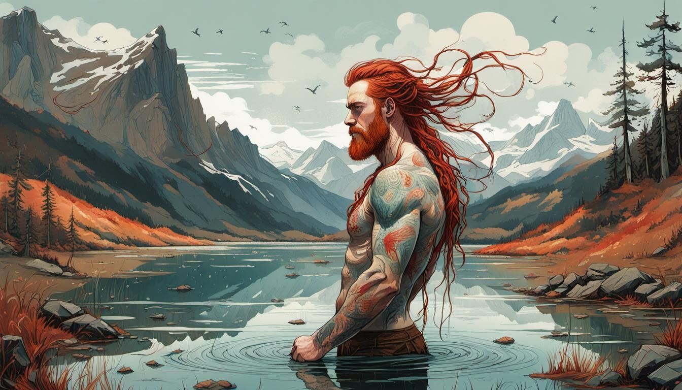 Nordic Redhead Emerges: Photorealistic Digital Painting