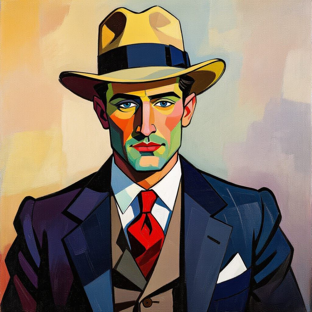 British Gentleman in Gouache Impasto Style