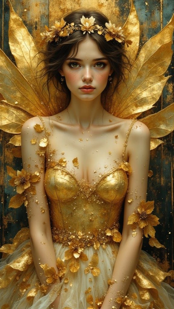 Surreal Oil Painting of Fairy Woman in Divine Landscape