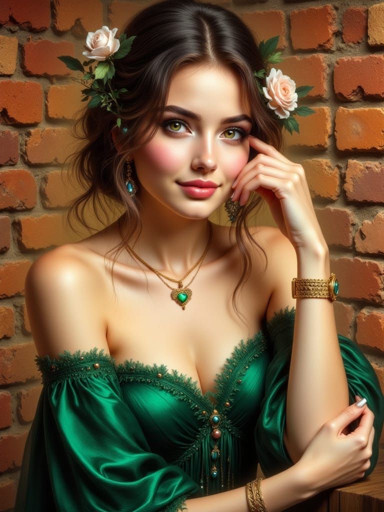 Elegant Portrait of Woman with Green Eyes