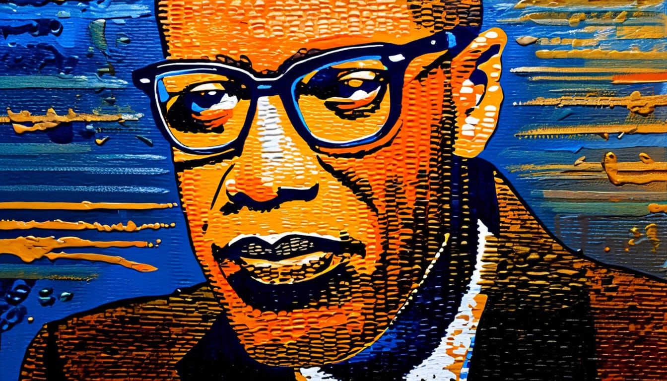 Malcolm X Speaking in Vibrant Acrylic Paint