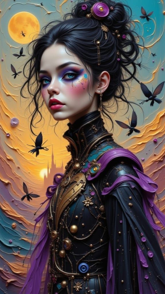 Figure at Precipice of Losing Balance in Splash Art Style