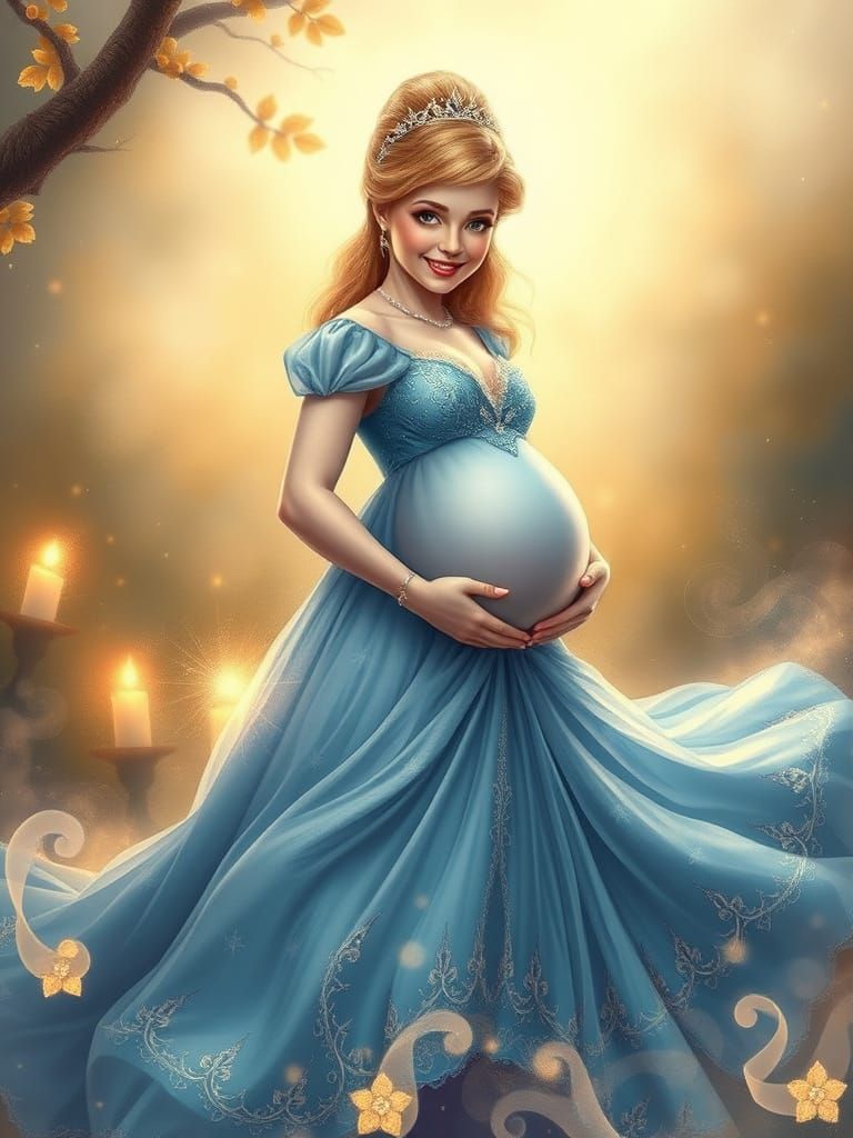 Enchanted Princess of Whimsy in Blue Gown with Sparkling Tia...