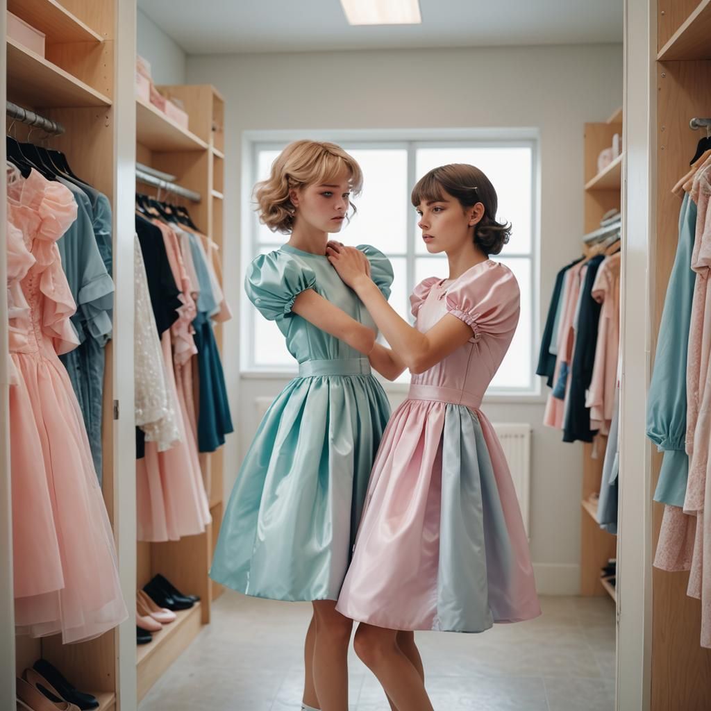 Crossdressing Teen Fashion Editorial in Fitting Room