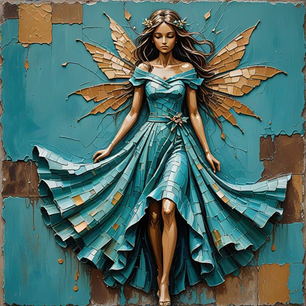 Impasto Fairy in Turquoise Dreamscape