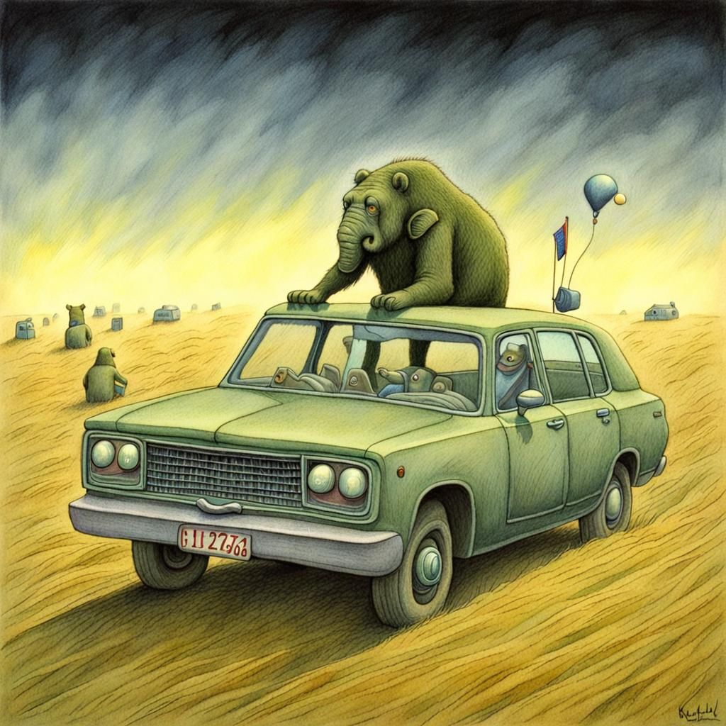 Satirical Social Commentary with Symbolic Imagery