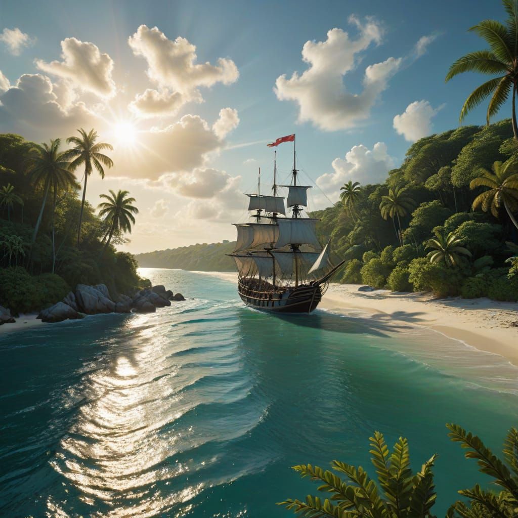 Majestic 15th-Century Caravels in Tropical Paradise