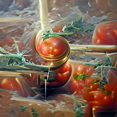Tomato Garden in Oil Painting Style