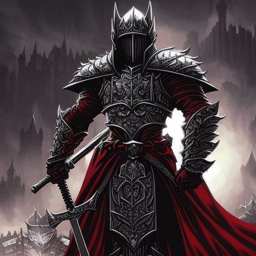 Grimdark Unholy Paladin in Crimson Knight Armor