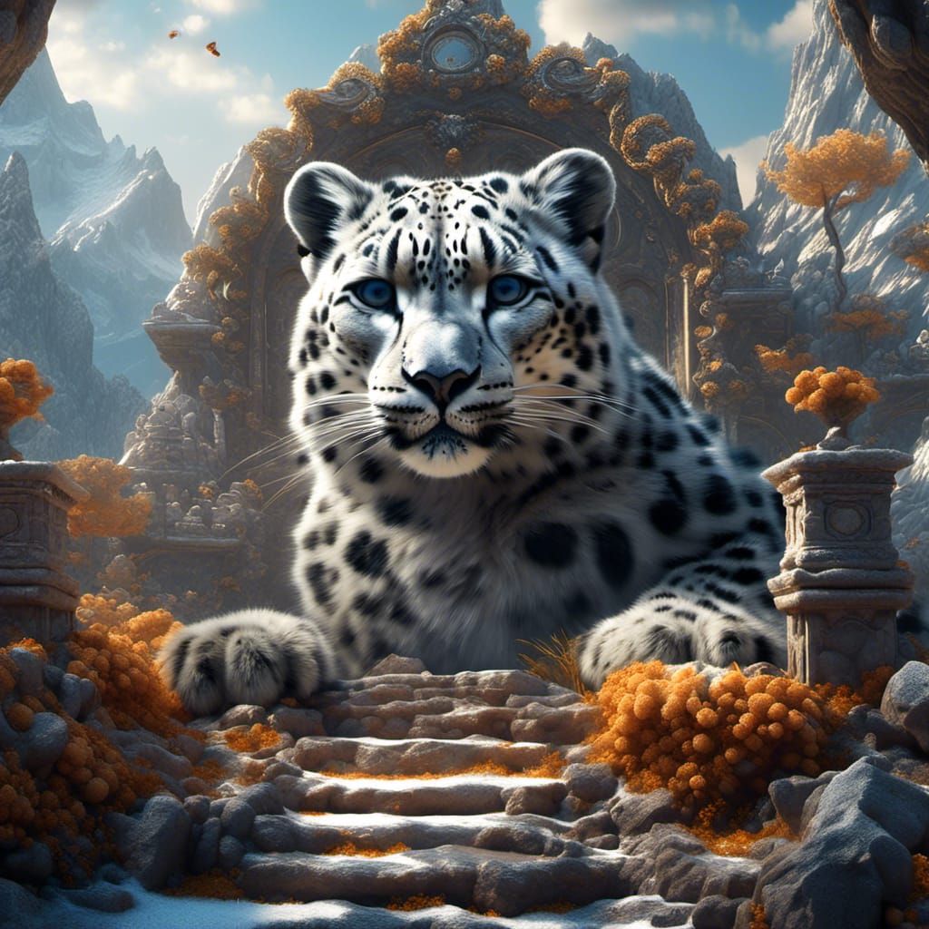 Snow Leopard in Detailed Fantasy Concept Art