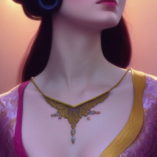 Silk and Pearl Portrait in Hyperdetailed Style