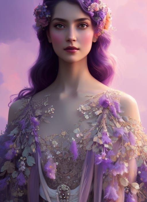 Pretty princess in a lavender dress