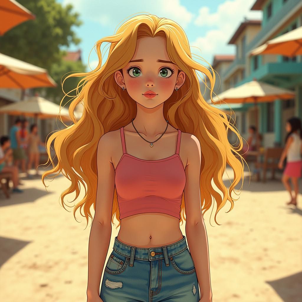 Young Girl with Golden Hair in Toriyama Style