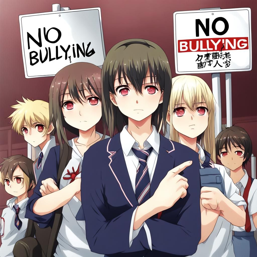Anime Style No Bullying Sign: Manga Art