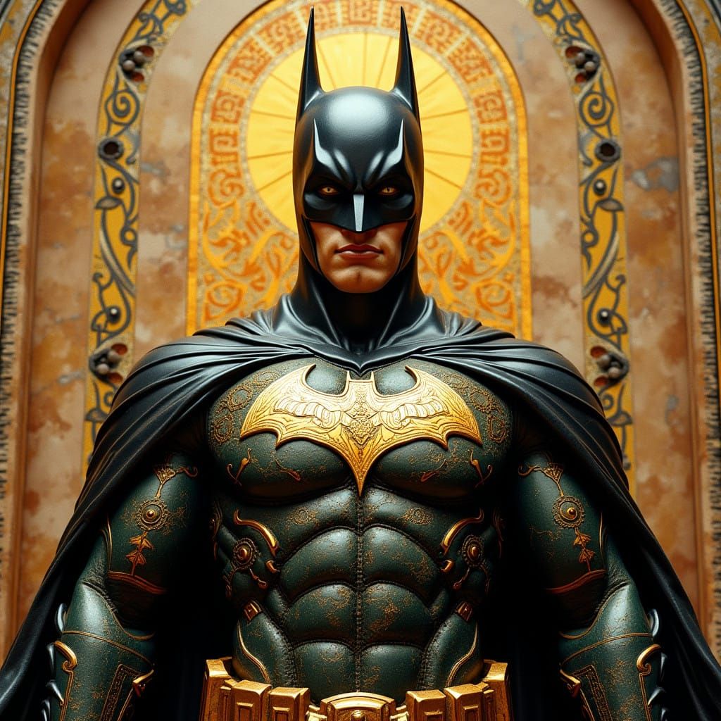 Majestic Byzantine Batman Sculpture in Golden Accents