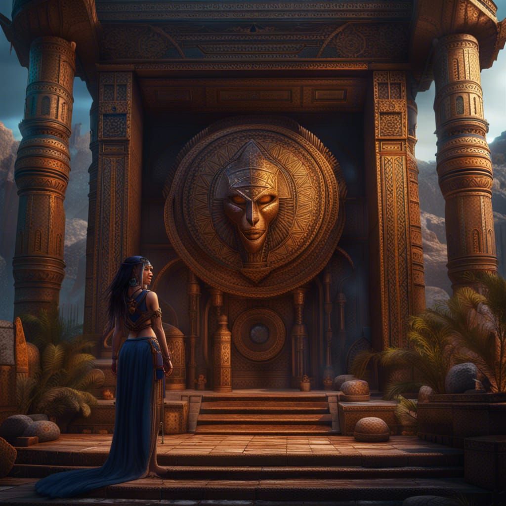 Ishtar at Her Shrine: Detailed Matte Painting