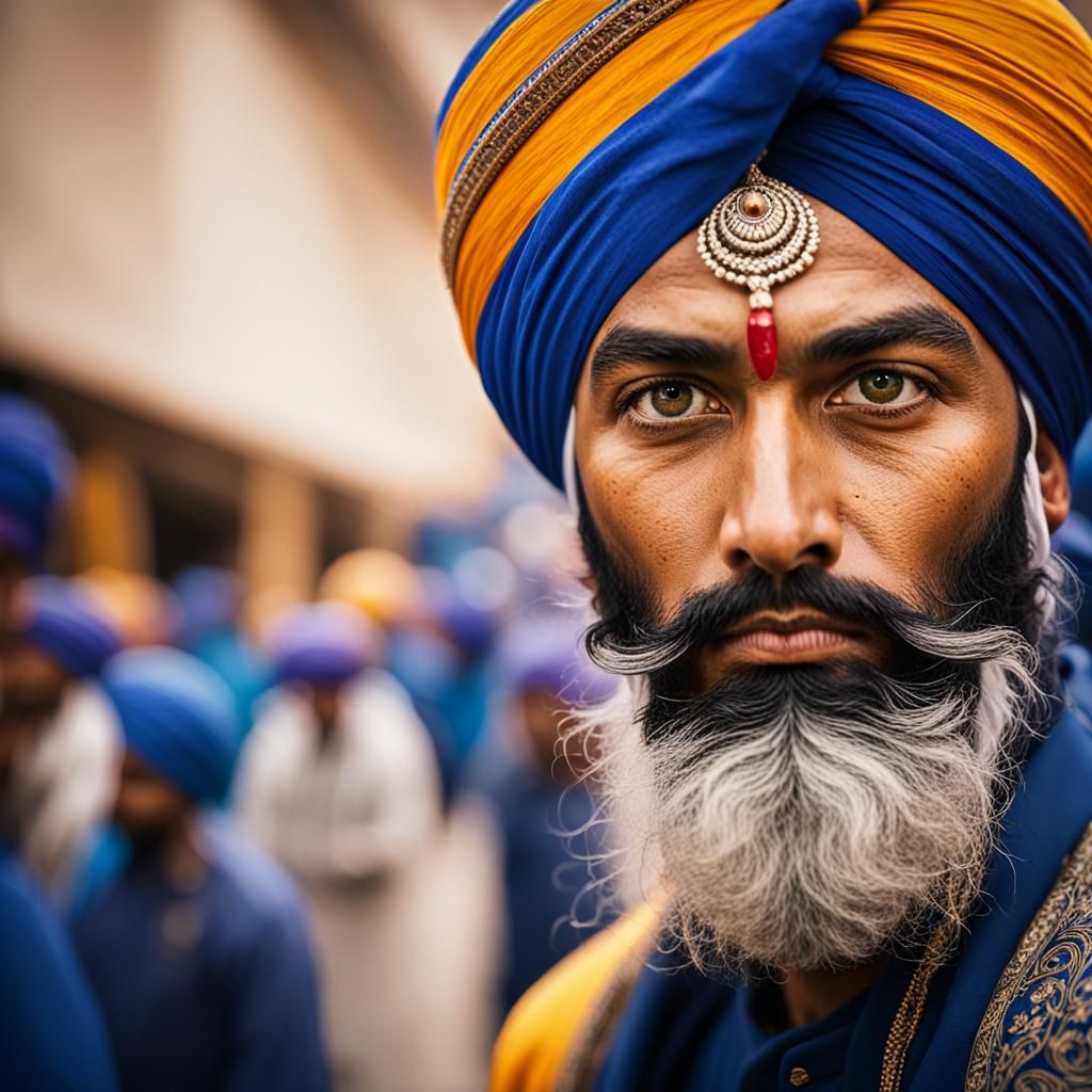 Intense Portrait of a Sikh Nihang Warrior