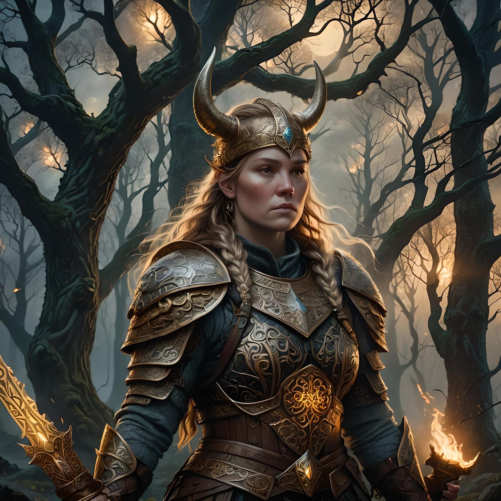 Fantasy Viking Woman in Detailed Matte Painting