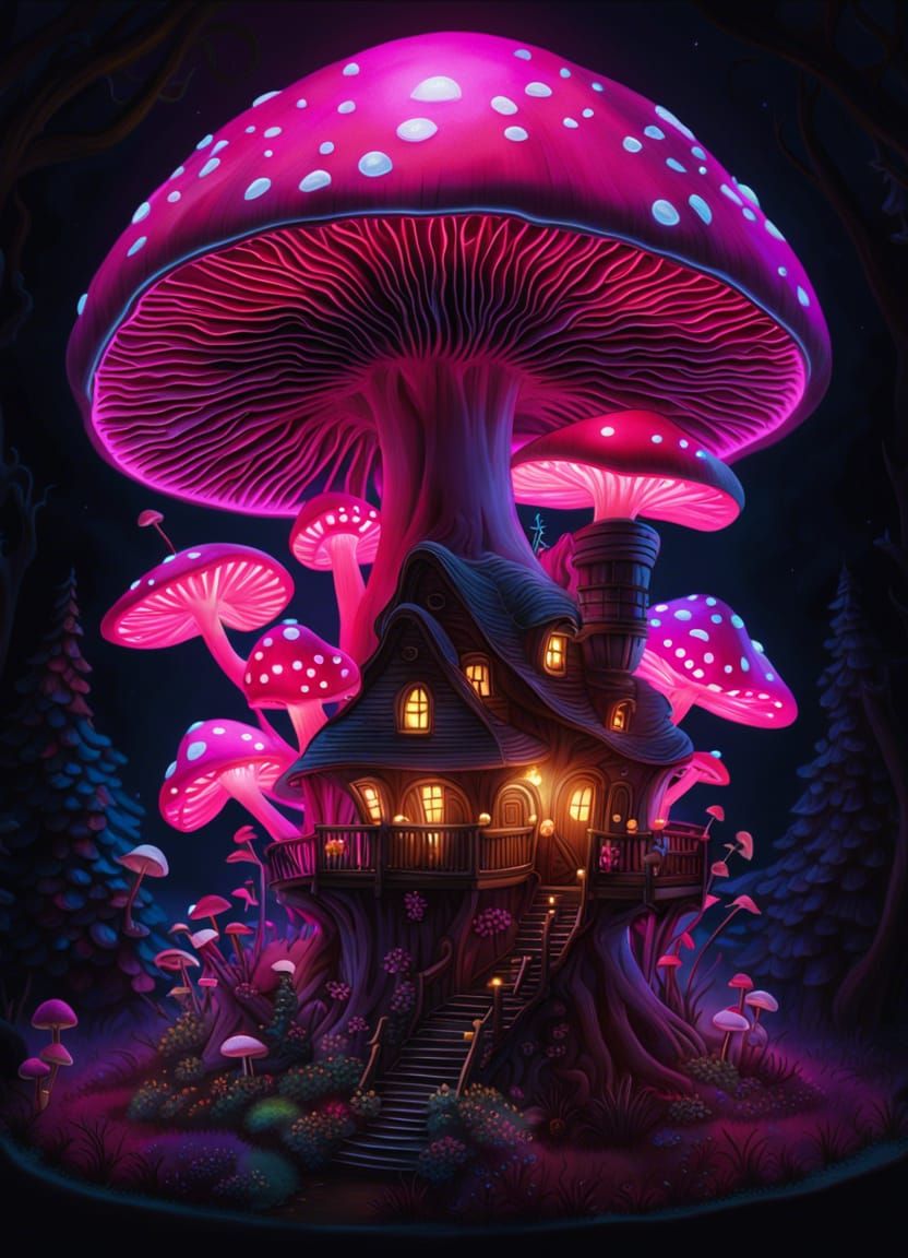 Neon Pink Mushroom House!!!