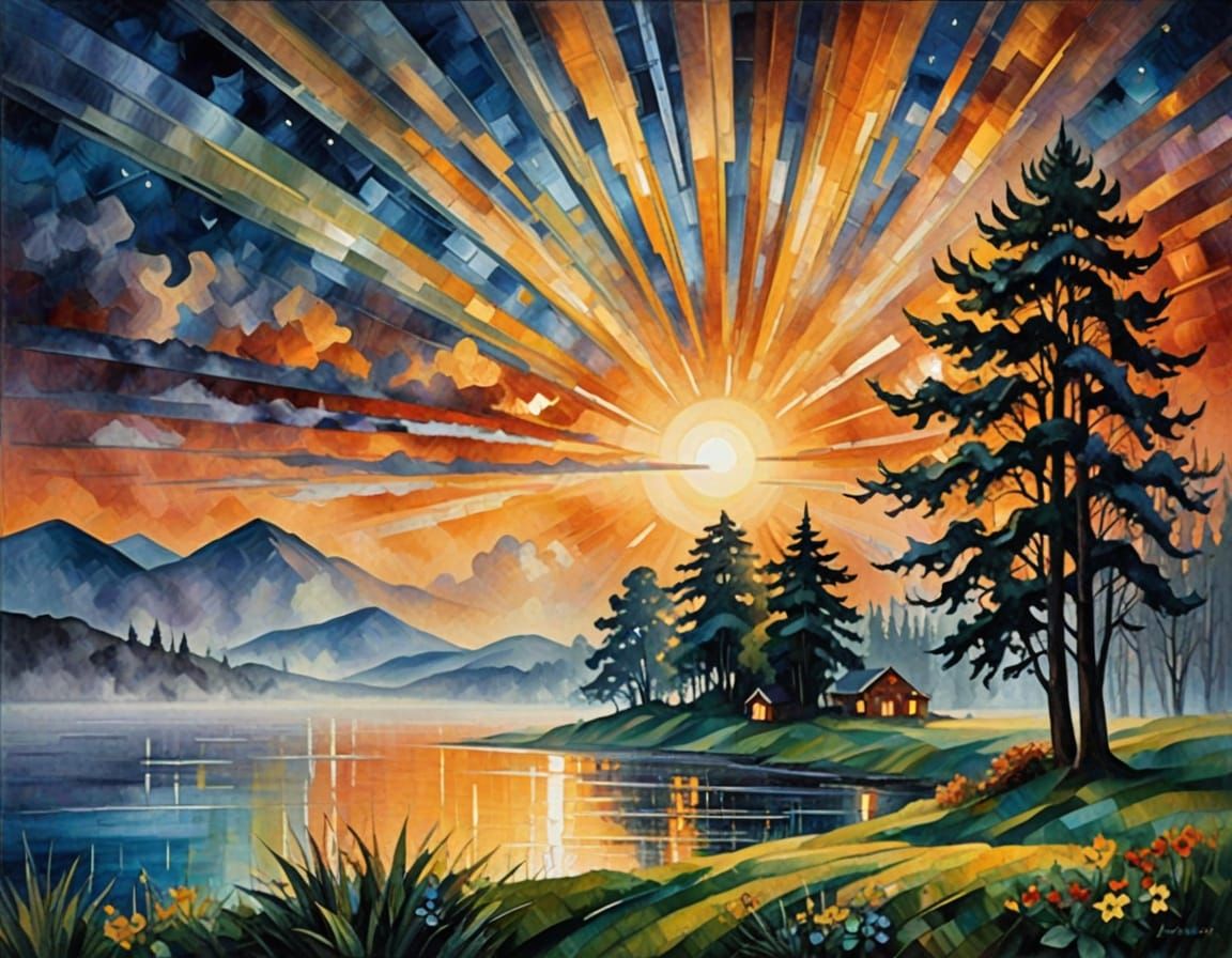 Glamorous Eldritch Landscape under Midnight Sun