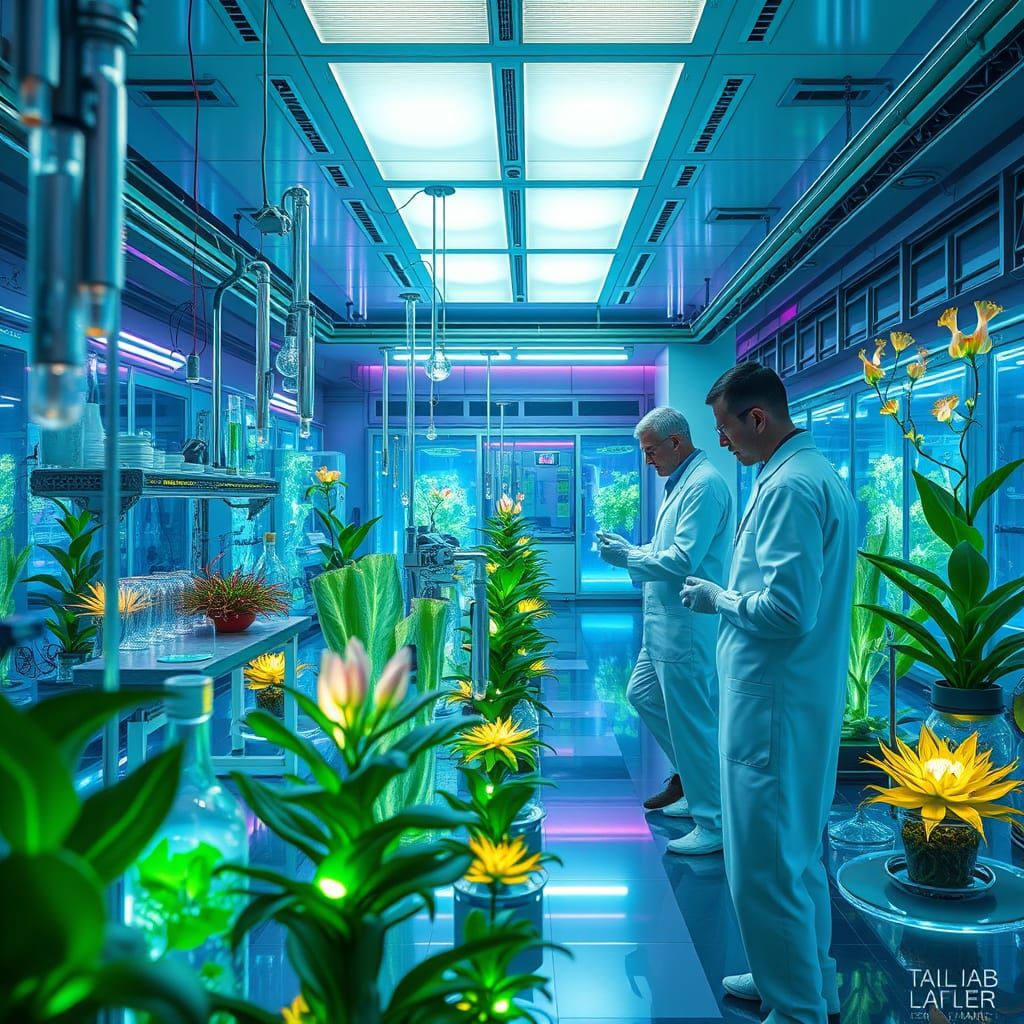 Futuristic Bioluminescent Lab Inspired by TeamLab and Syd Me...