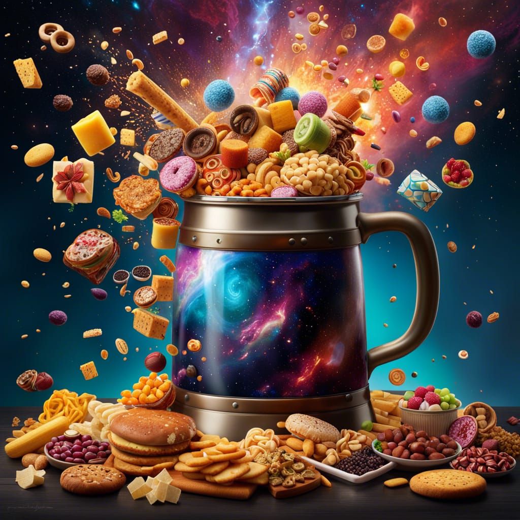 Snack Galaxy Exploding from Tankard: Digital Matte Painting