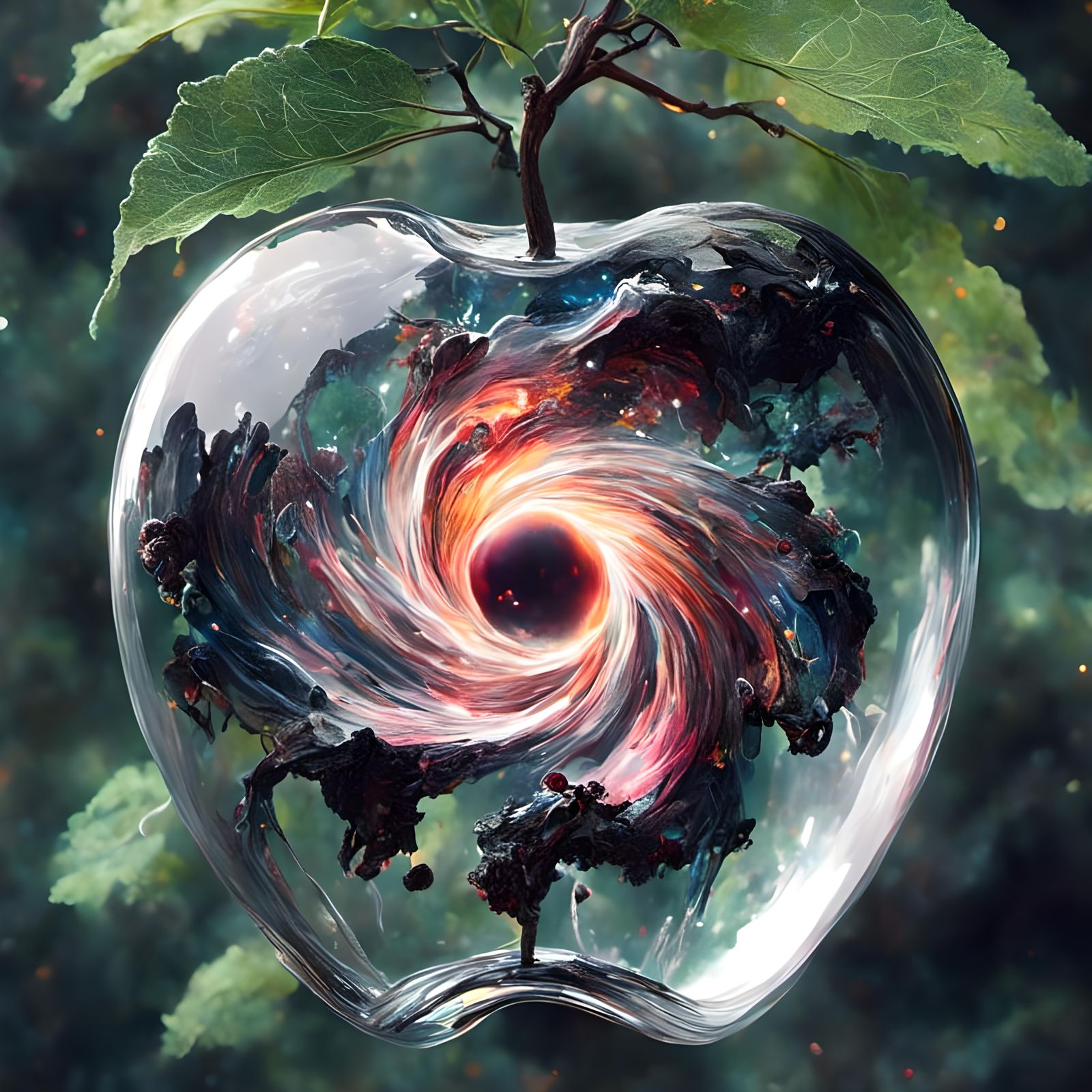 Galactic Chaos Inside Crystal Apple