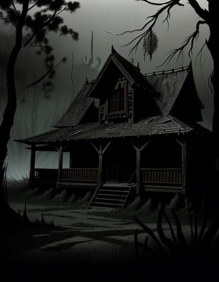 Eerie Woodgrain Horror Art with Twisted Textures