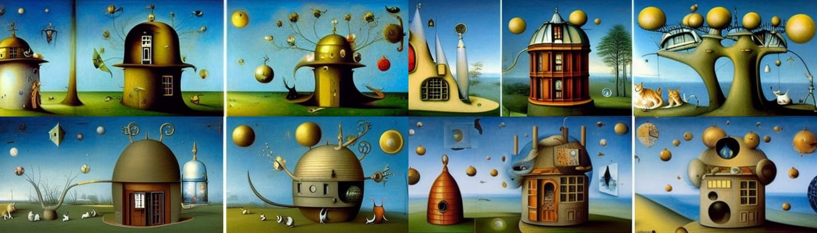 Surreal Dome House with Cats and TARDIS