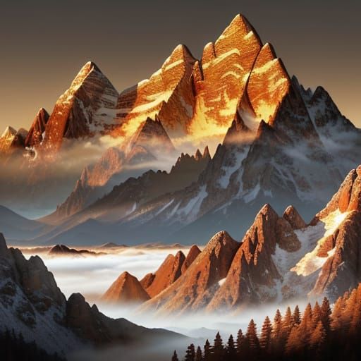 Majestic Mountain Range in Golden Light