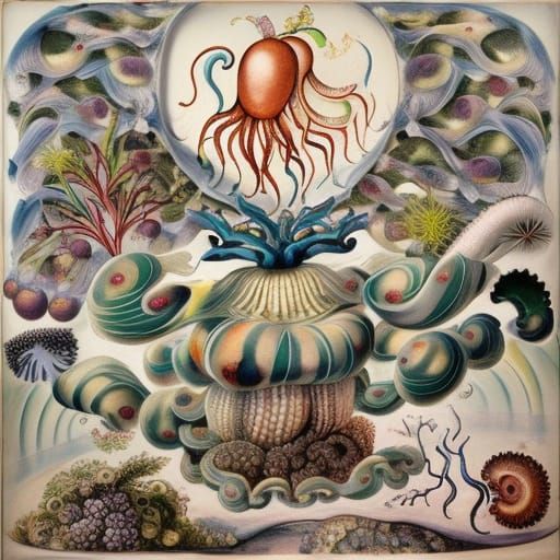 Marine Life Dreamscape Inspired by William Blake