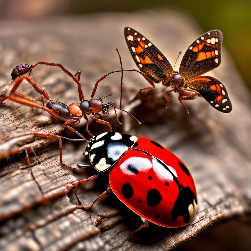 Hyperrealistic Insects Being Bullied by Spider