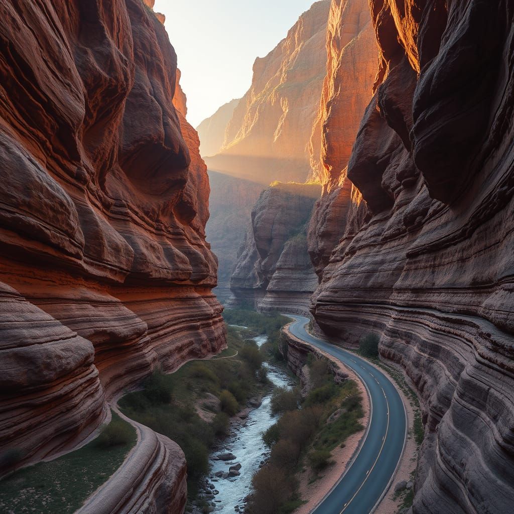Meiringspoort Ravine in Golden Hour Light