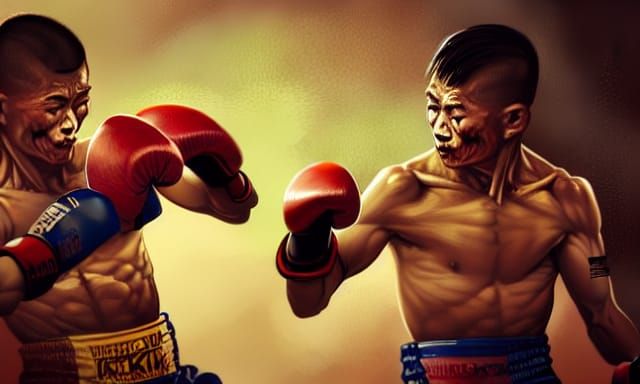 Bloody Thai Kickboxers Clash in Hyperdetailed Muay Thai Ring