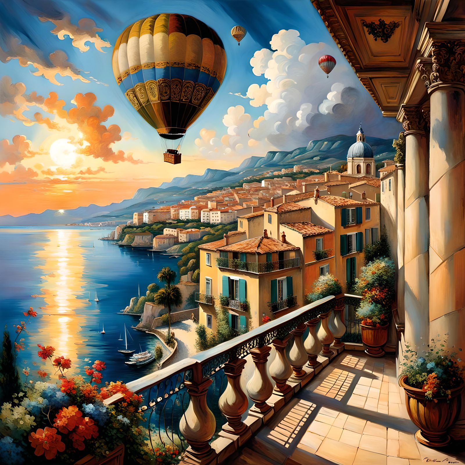 View of the French Riviera From a Grand Balcony