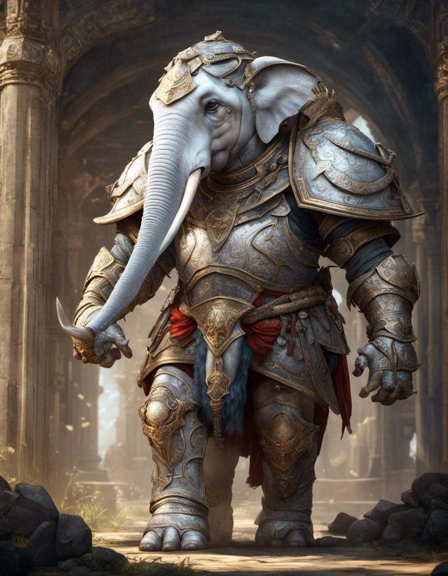 Detailed Portrait of a Loxodon Paladin