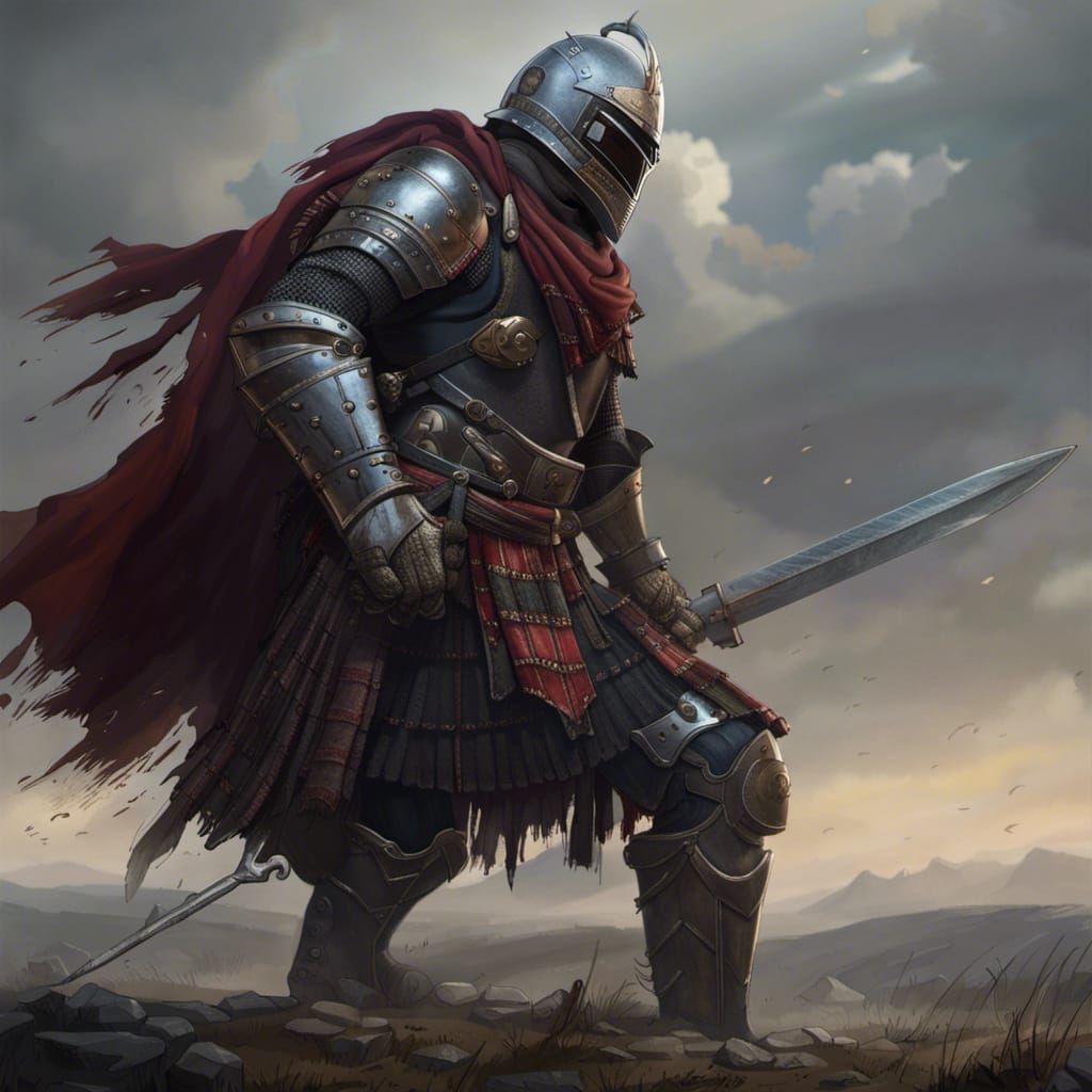 Kilted Knight: Dark Fantasy Art in 8K Resolution