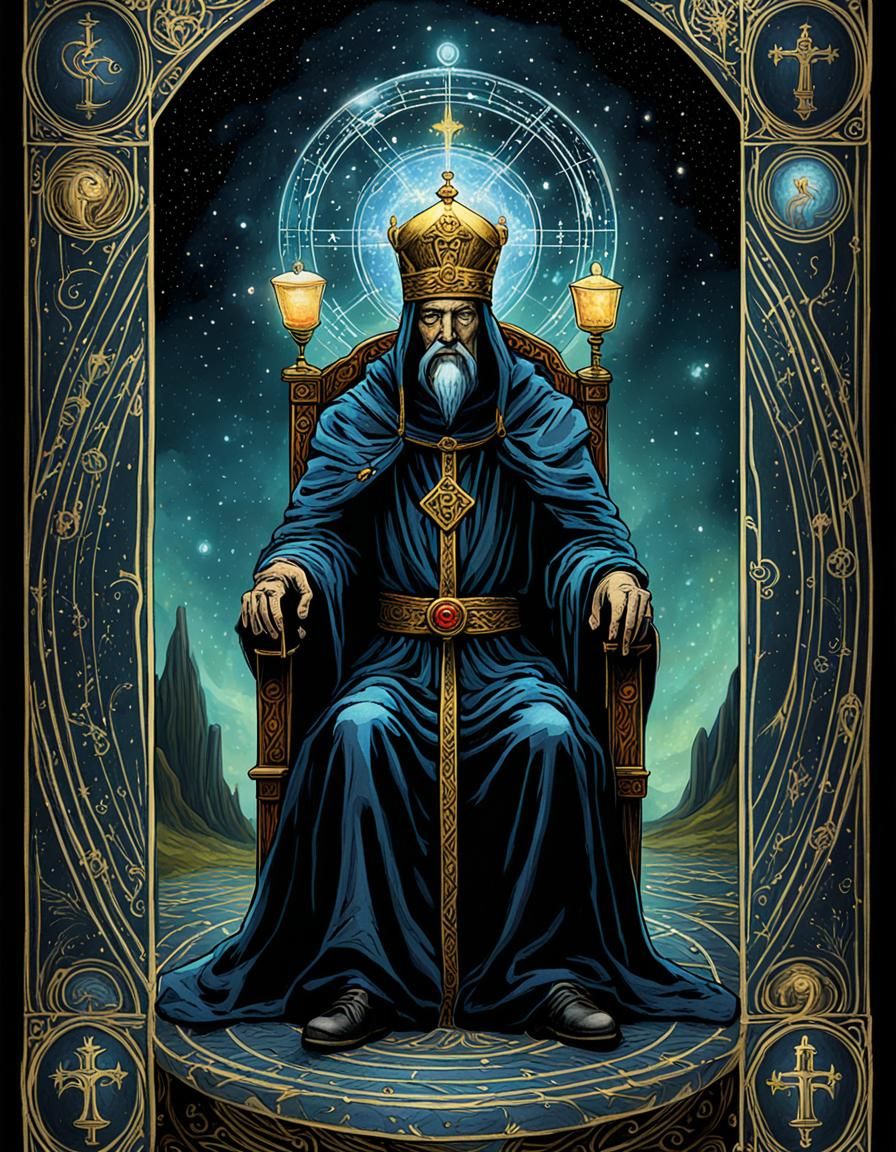 The Hierophant Tarot Card: Low Res Fantasy Art