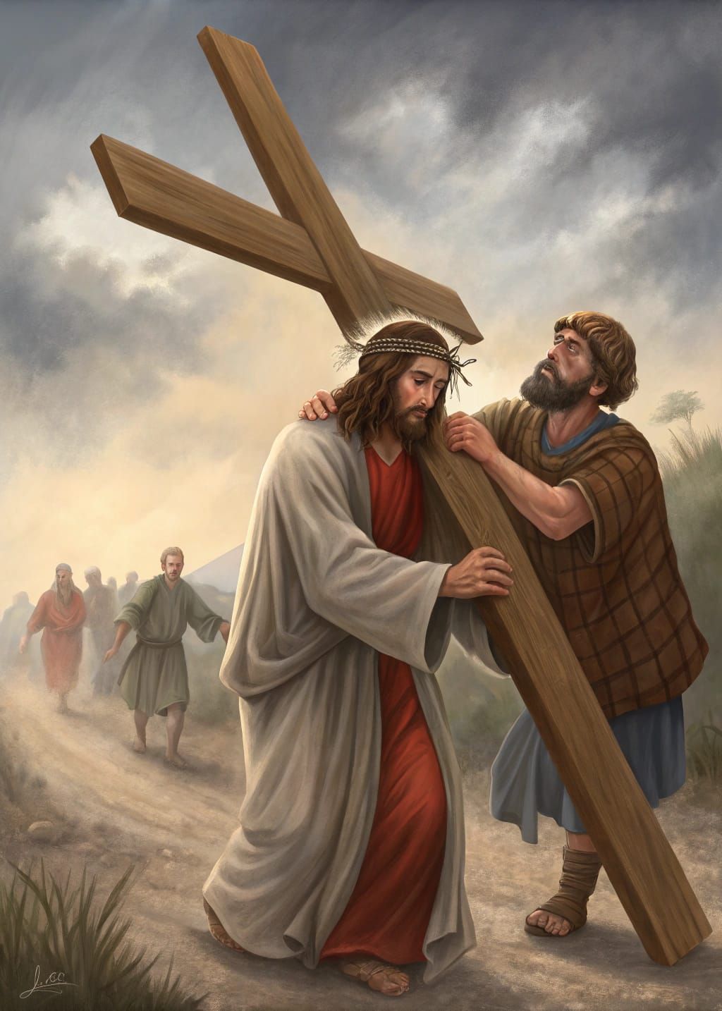Jesus Supported by Simon of Cyrene on Crucifixion Journey
