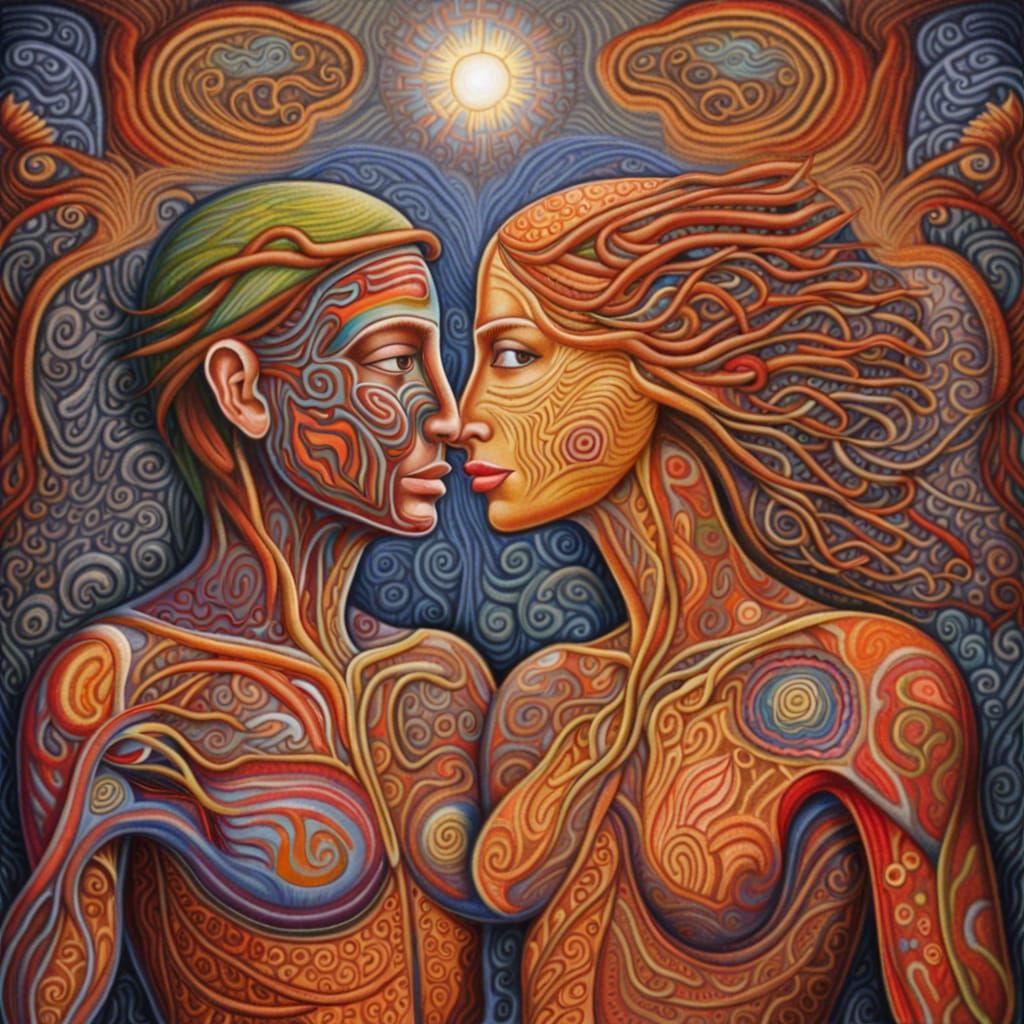 Adam and Eve in Visionary Art Style