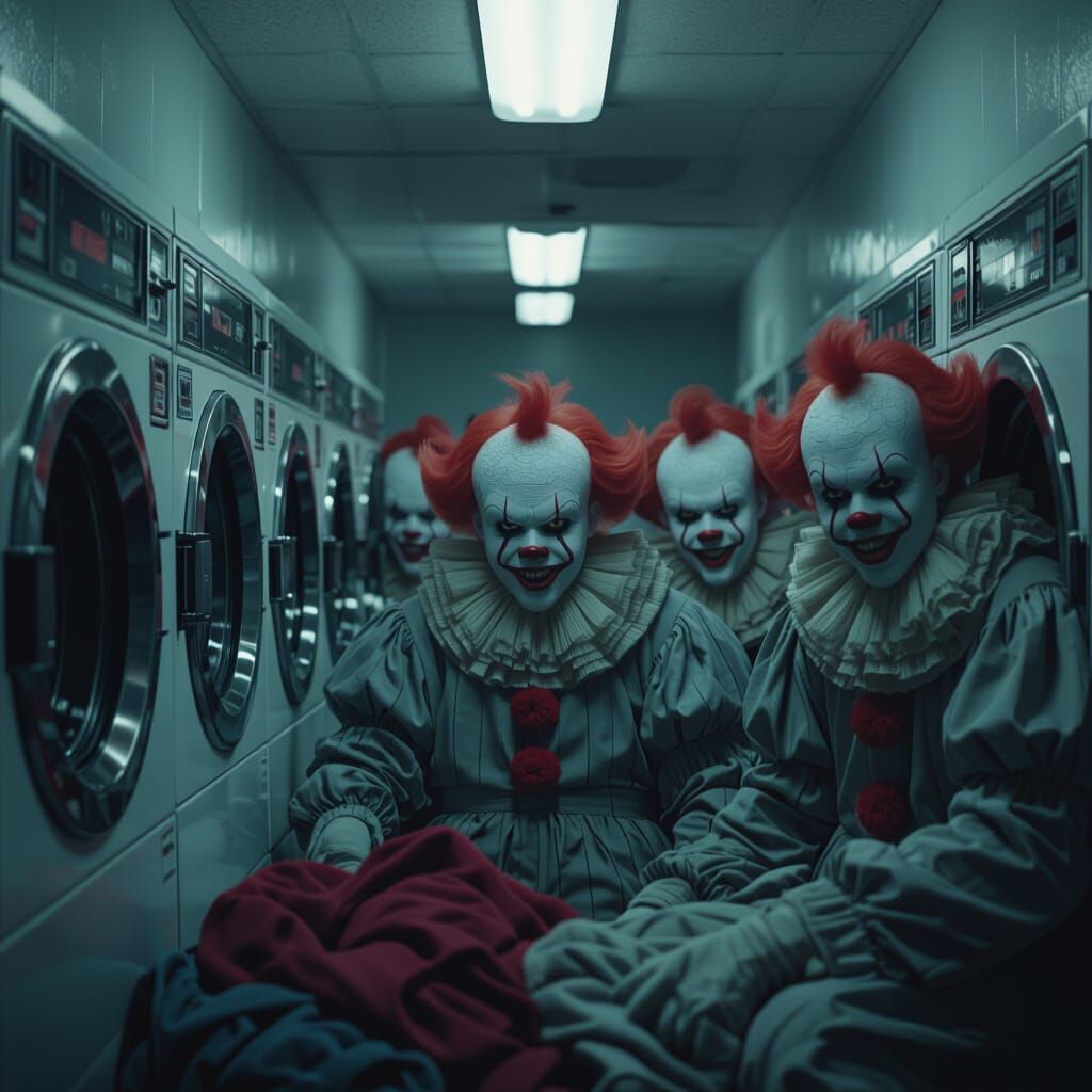 Evil Clowns Emerge from Laundry Dryers in Cinematic Horror