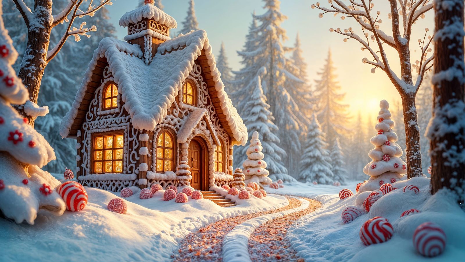 Gingerbread House in Winter Wonderland