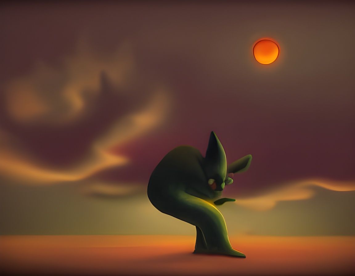 Strange Flower Shadow Creature in Whimsical Style