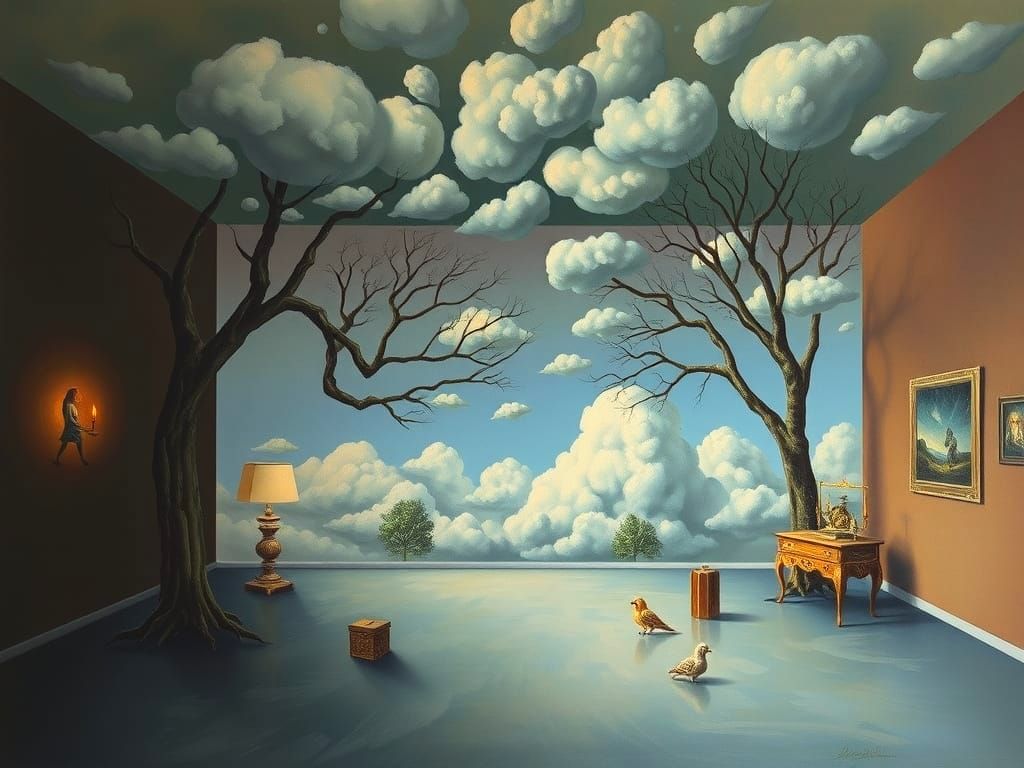 Surreal Sky-Filled Room in Dali Style