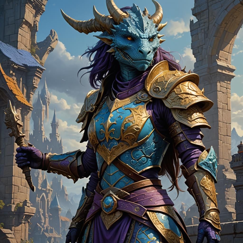 Detailed Dragonborn Concept Art in Dark Fantasy Style