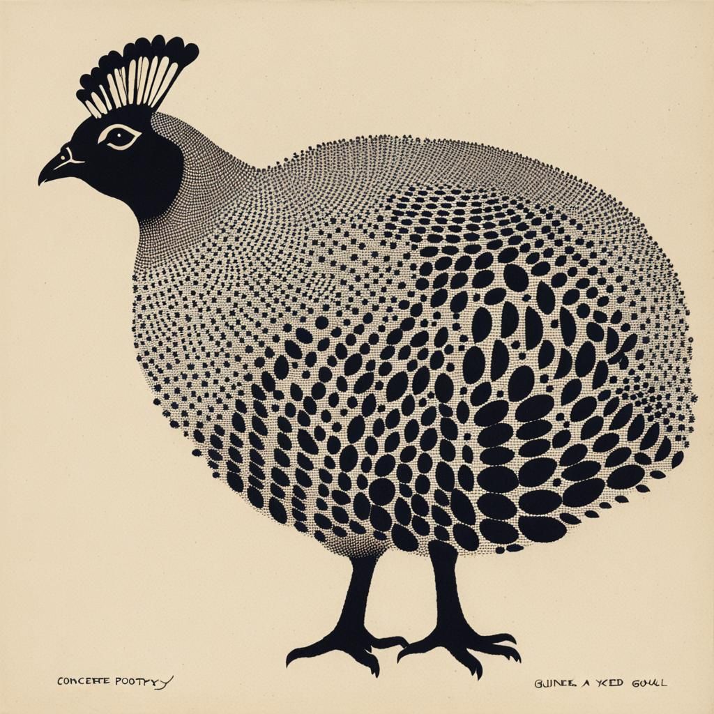 Guinea Fowl Concrete Poetry Xerox Art