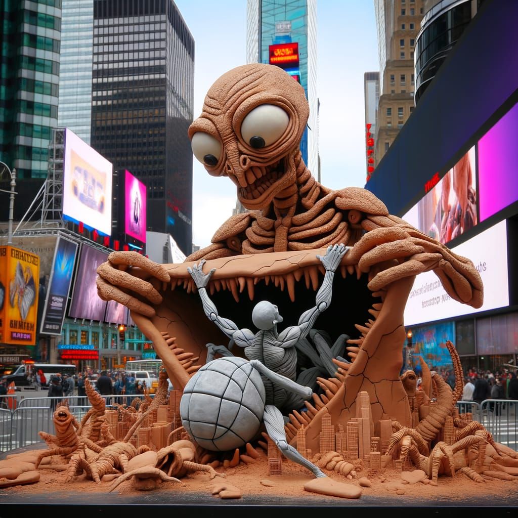 Robot Emerge from Clay Exoskeleton in Hyper-Realistic Surrea...