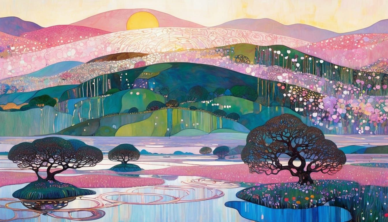 Surreal Ink Goddess in Golden Hour Light